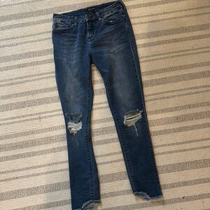 Dear John Blue Skinny Jeans with Distressed Details